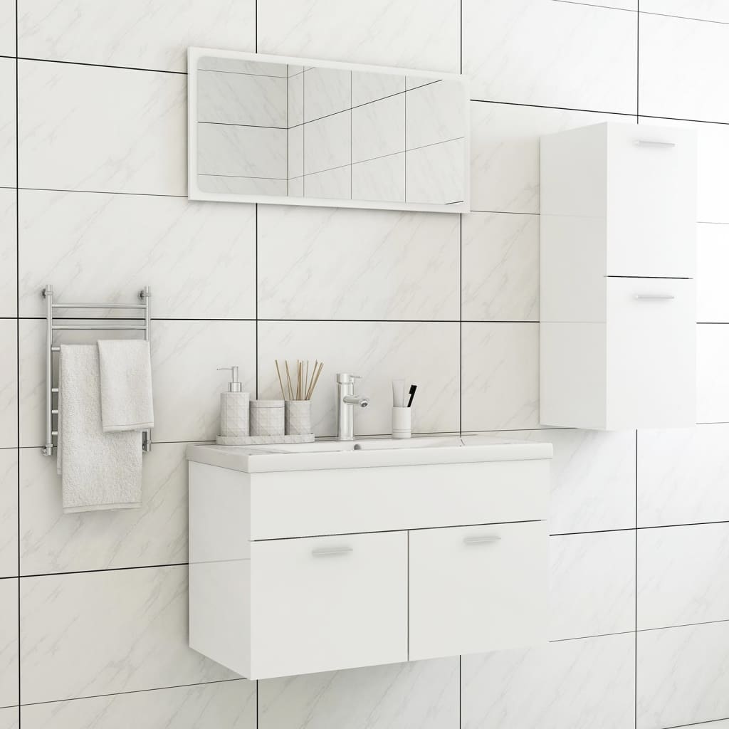 Berkfield Bathroom Furniture Set High Gloss White Engineered Wood