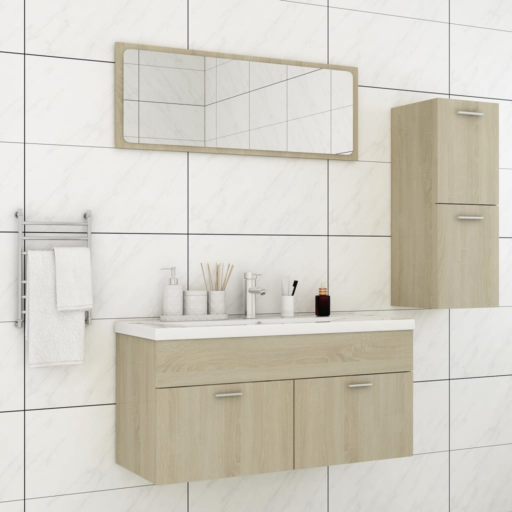 Berkfield Bathroom Furniture Set Sonoma Oak Engineered Wood