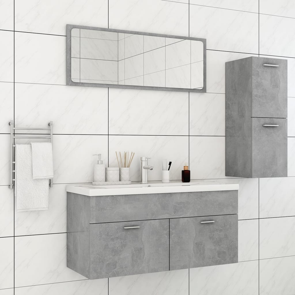Berkfield Bathroom Furniture Set Concrete Grey Engineered Wood