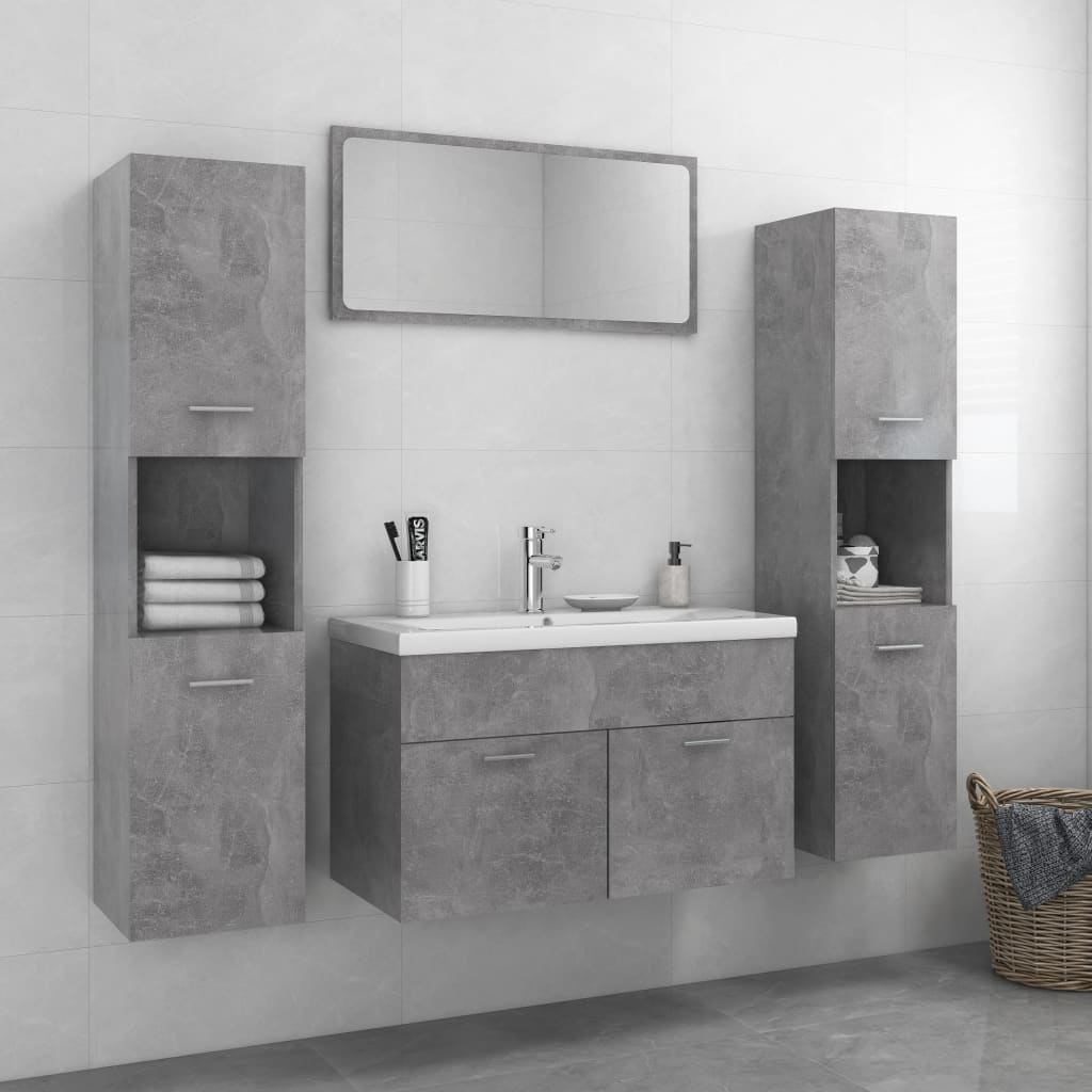 Berkfield Bathroom Furniture Set Concrete Grey Engineered Wood