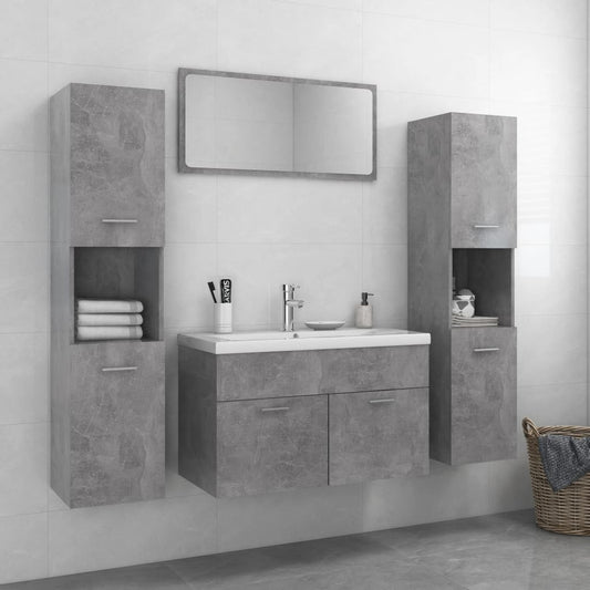 Berkfield Bathroom Furniture Set Concrete Grey Engineered Wood