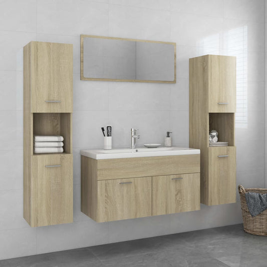 Berkfield Bathroom Furniture Set Sonoma Oak Engineered Wood