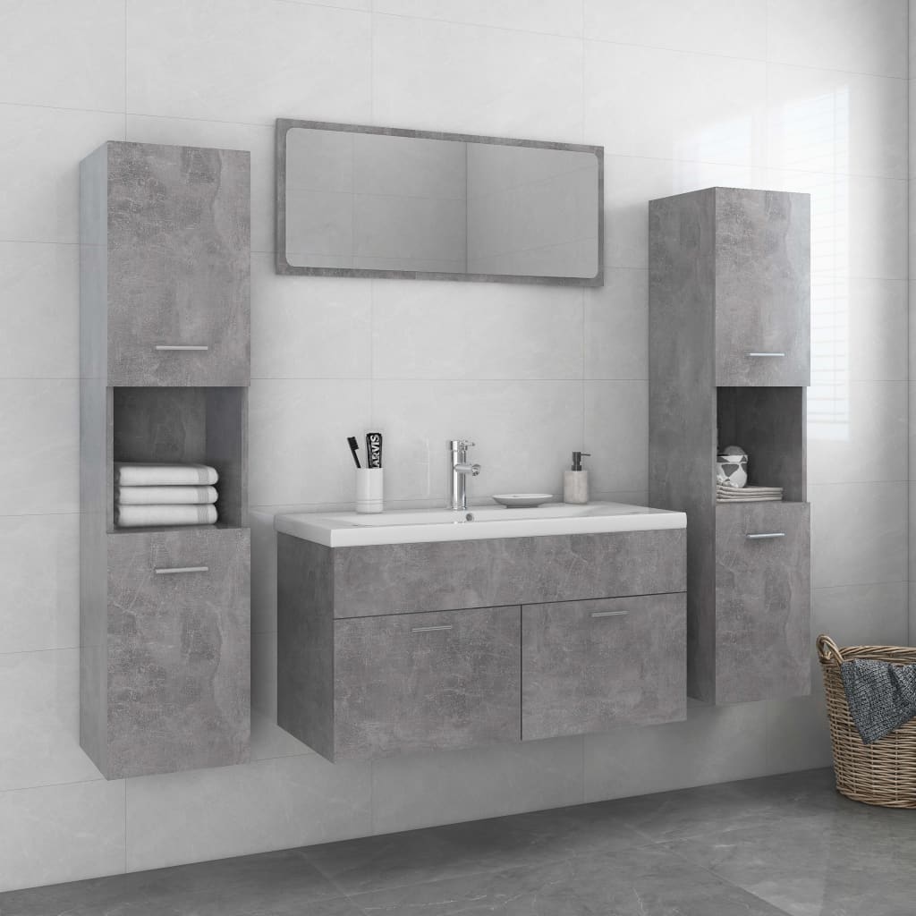 Berkfield Bathroom Furniture Set Concrete Grey Engineered Wood