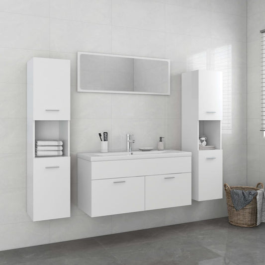 Berkfield Bathroom Furniture Set White Engineered Wood