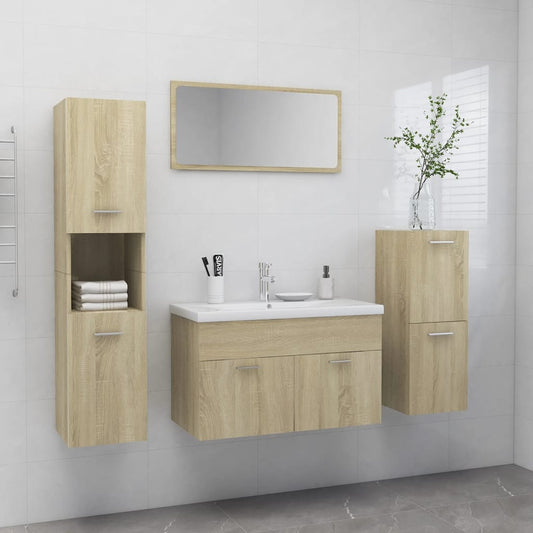 Berkfield Bathroom Furniture Set Sonoma Oak Engineered Wood