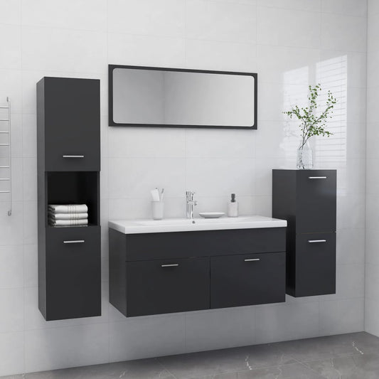 Berkfield Bathroom Furniture Set Grey Engineered Wood