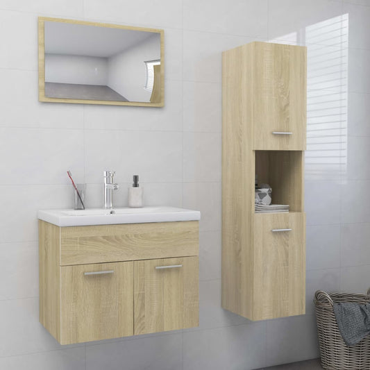 Berkfield Bathroom Furniture Set Sonoma Oak Engineered Wood