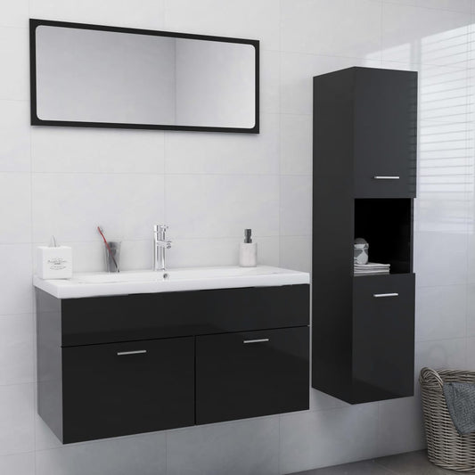 Berkfield Bathroom Furniture Set High Gloss Grey Engineered Wood