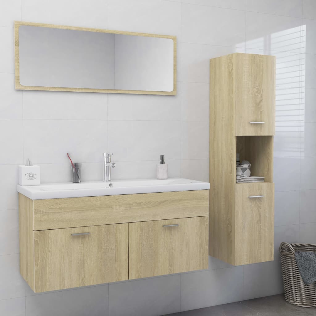 Berkfield Bathroom Furniture Set Sonoma Oak Engineered Wood