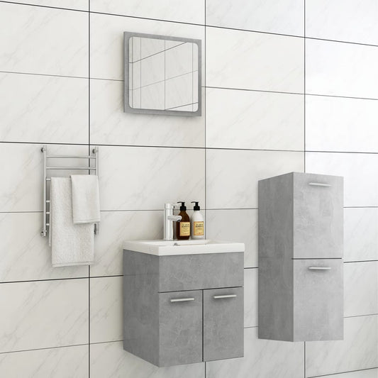 Berkfield Bathroom Furniture Set Concrete Grey Engineered Wood