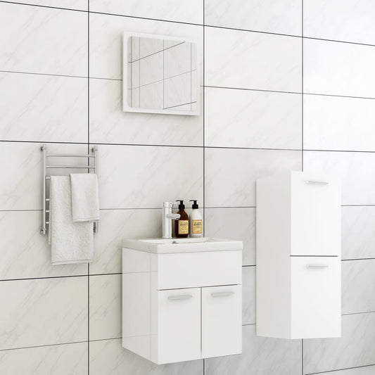 Berkfield Bathroom Furniture Set High Gloss White Engineered Wood