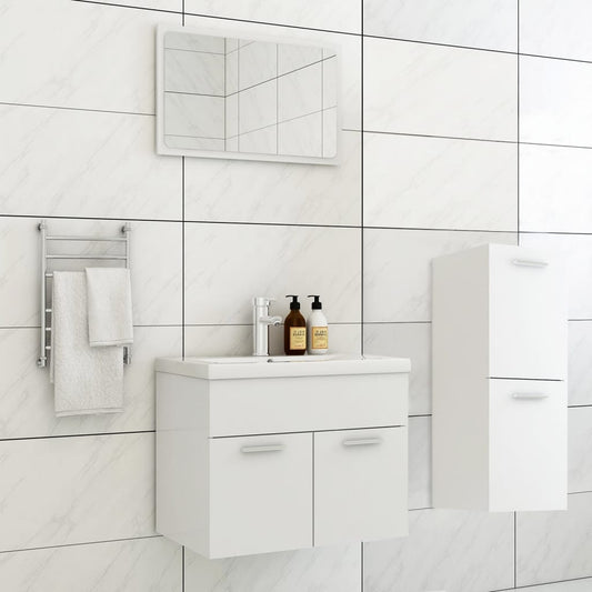 Berkfield Bathroom Furniture Set White Engineered Wood