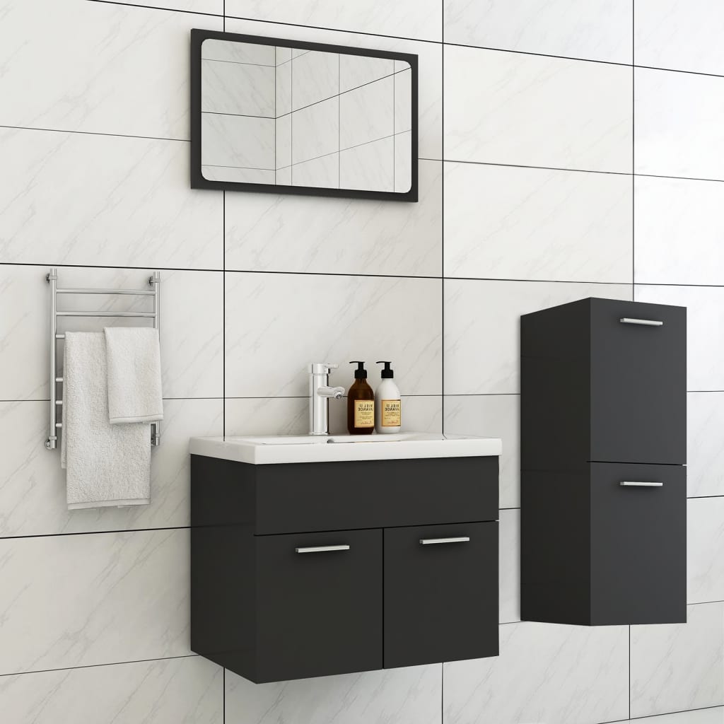 Berkfield Bathroom Furniture Set Grey Engineered Wood