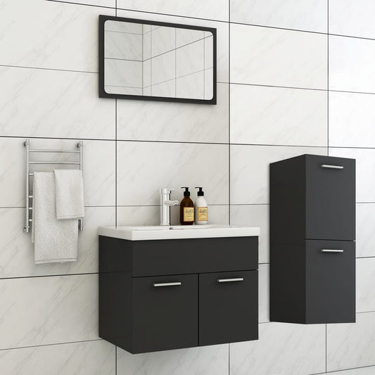 Berkfield Bathroom Furniture Set Grey Engineered Wood