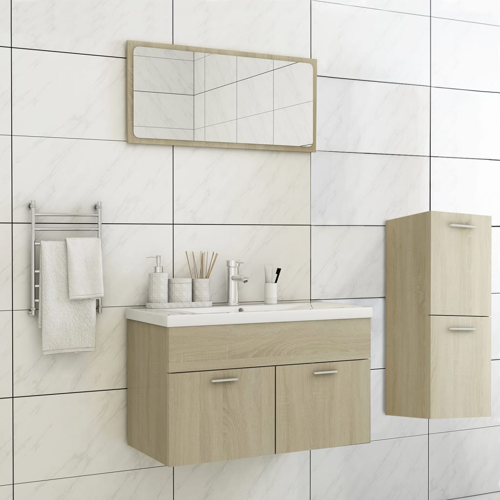 Berkfield Bathroom Furniture Set Sonoma Oak Engineered Wood
