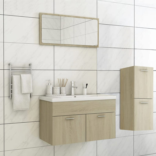Berkfield Bathroom Furniture Set Sonoma Oak Engineered Wood