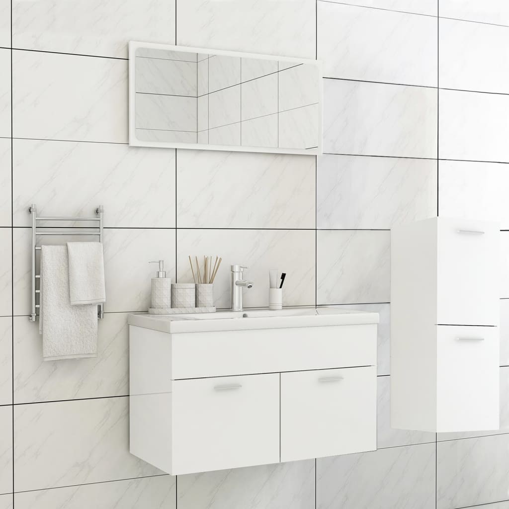 Berkfield Bathroom Furniture Set High Gloss White Engineered Wood
