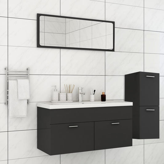 Berkfield Bathroom Furniture Set Grey Engineered Wood