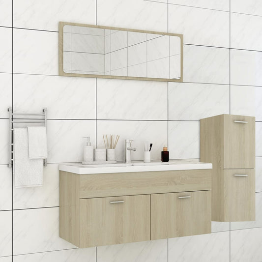 Berkfield Bathroom Furniture Set Sonoma Oak Engineered Wood