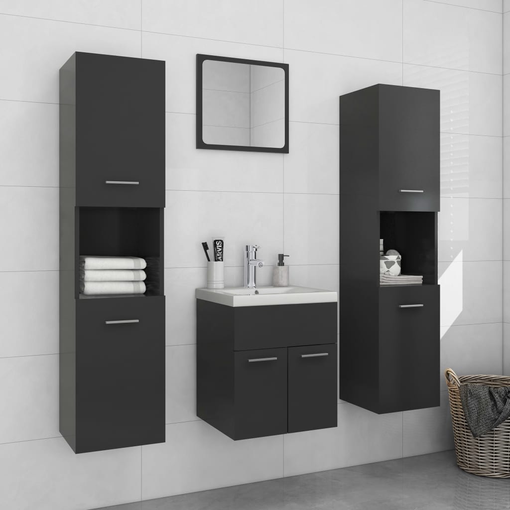 Berkfield Bathroom Furniture Set Grey Engineered Wood