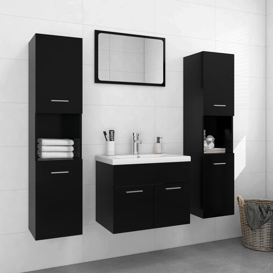 Berkfield Bathroom Furniture Set Black Engineered Wood