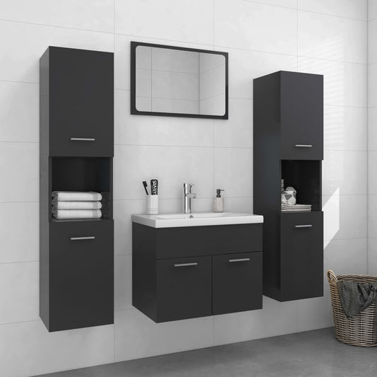 Berkfield Bathroom Furniture Set Grey Engineered Wood