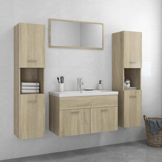 Berkfield Bathroom Furniture Set Sonoma Oak Engineered Wood