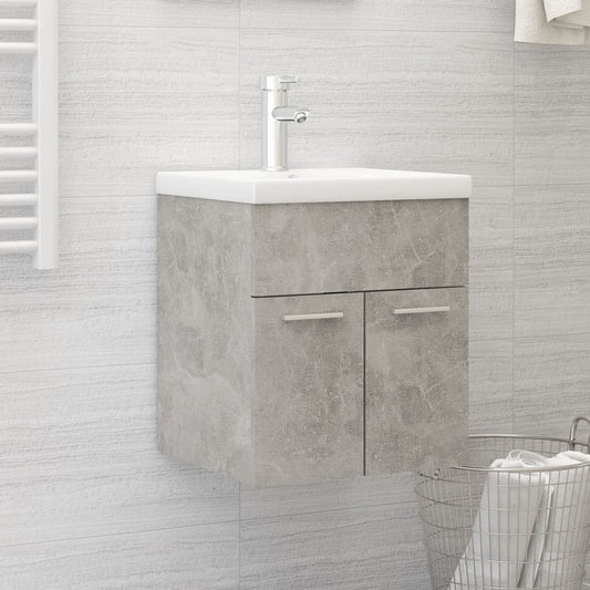 Berkfield Sink Cabinet with Built-in Basin Concrete Grey Engineered Wood