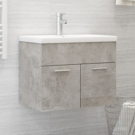 Berkfield Sink Cabinet with Built-in Basin Concrete Grey Engineered Wood
