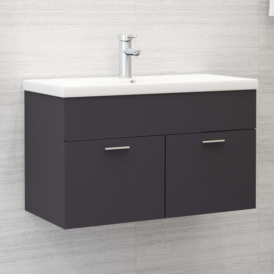 Berkfield Sink Cabinet with Built-in Basin Grey Engineered Wood