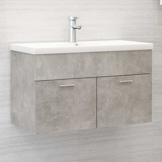 Berkfield Sink Cabinet with Built-in Basin Concrete Grey Engineered Wood