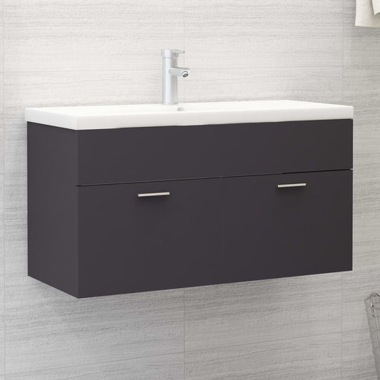 Berkfield Sink Cabinet with Built-in Basin Grey Engineered Wood