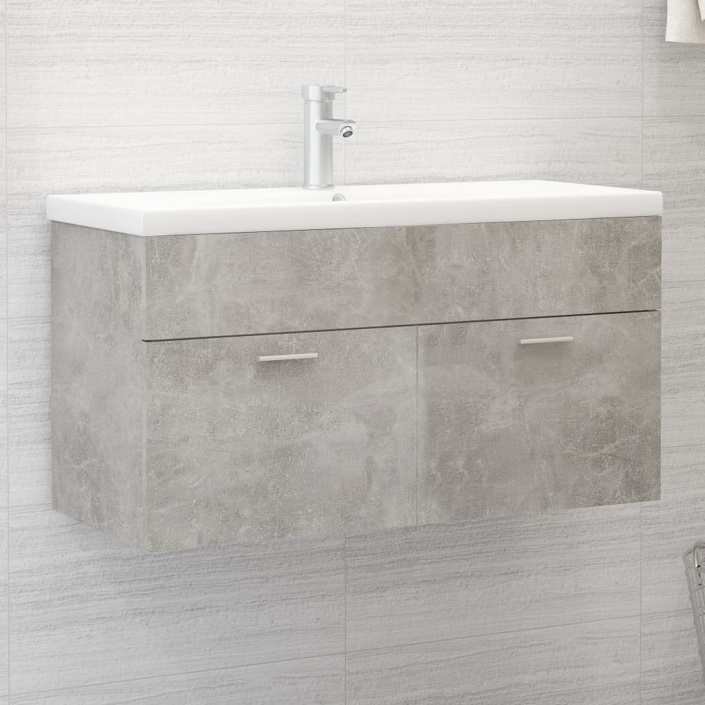Berkfield Sink Cabinet with Built-in Basin Concrete Grey Engineered Wood