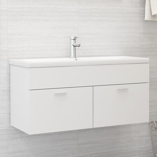 Berkfield Sink Cabinet with Built-in Basin White Engineered Wood