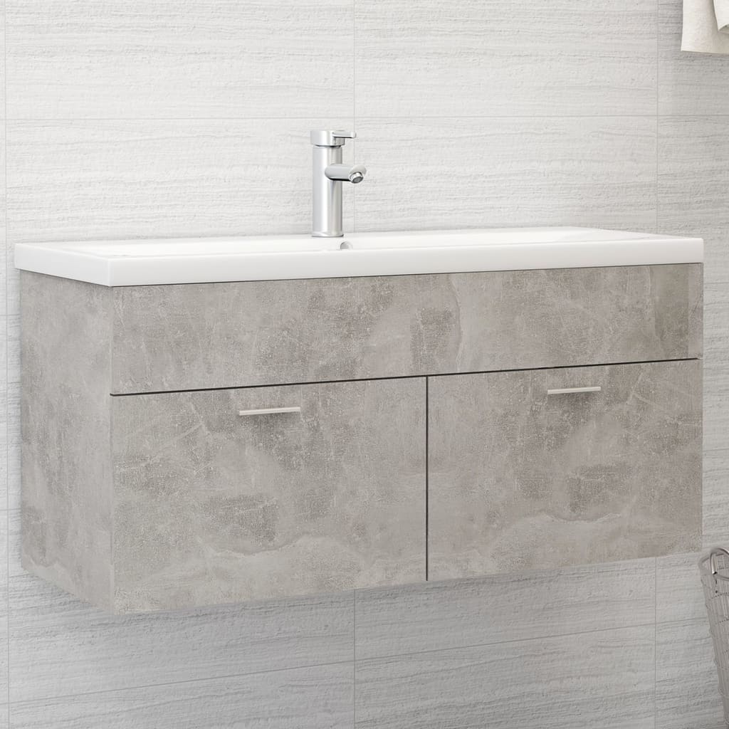 Berkfield Sink Cabinet with Built-in Basin Concrete Grey Engineered Wood
