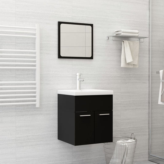 Berkfield Bathroom Furniture Set Black Engineered Wood
