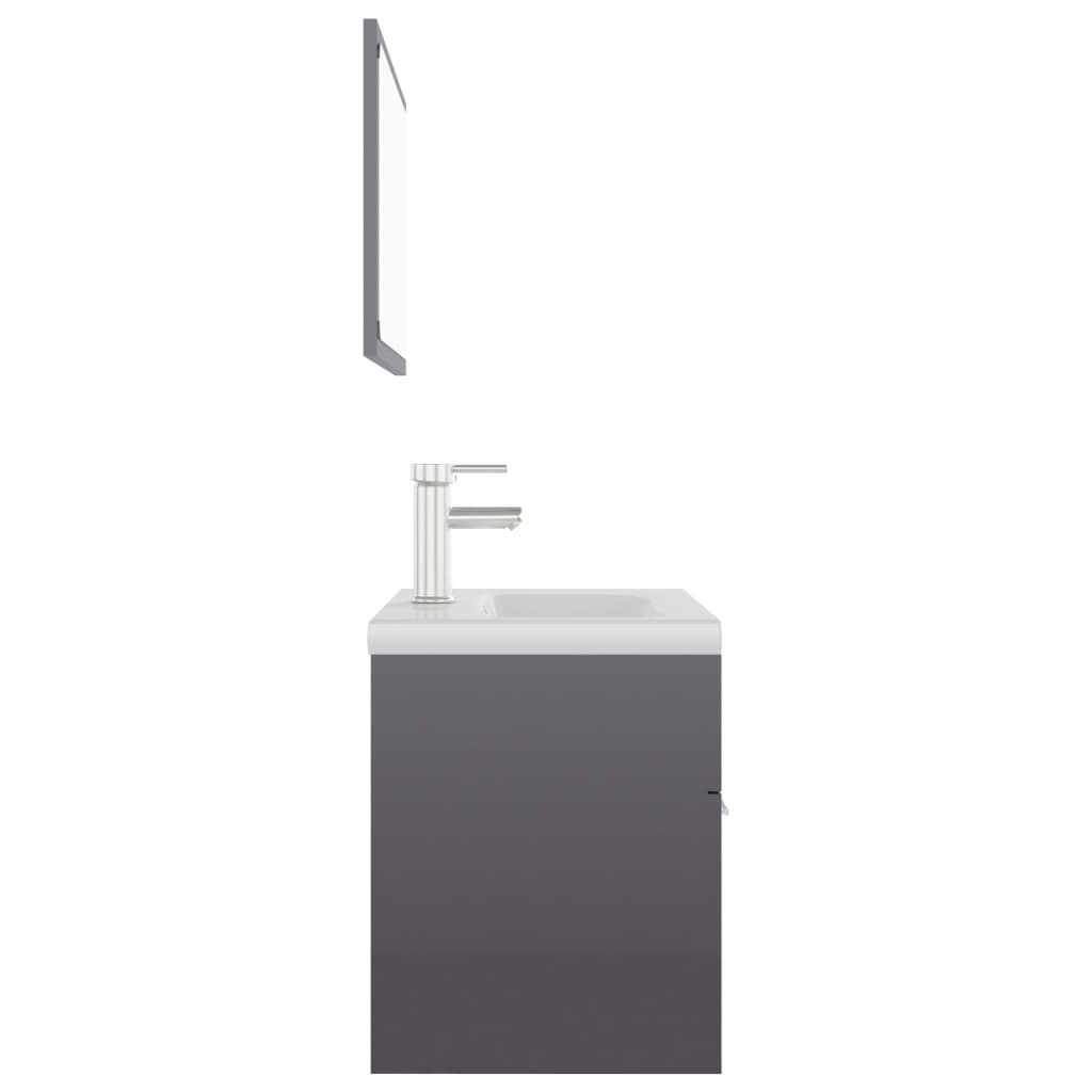 Berkfield Bathroom Furniture Set High Gloss Grey Engineered Wood