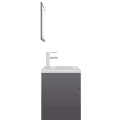 Berkfield Bathroom Furniture Set High Gloss Grey Engineered Wood