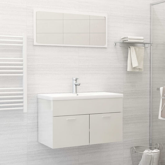 Berkfield Bathroom Furniture Set High Gloss White Engineered Wood