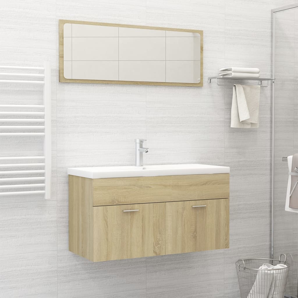 Berkfield Bathroom Furniture Set Sonoma Oak Engineered Wood