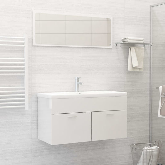 Berkfield Bathroom Furniture Set High Gloss White Engineered Wood