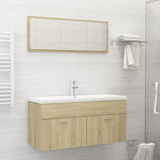Berkfield Bathroom Furniture Set Sonoma Oak Engineered Wood