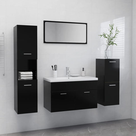 Berkfield Bathroom Furniture Set Black Engineered Wood