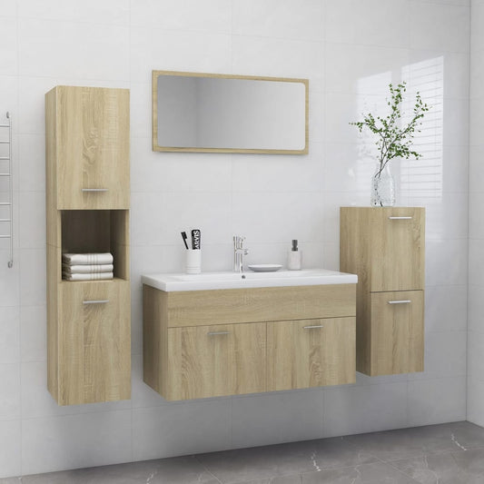 Berkfield Bathroom Furniture Set Sonoma Oak Engineered Wood