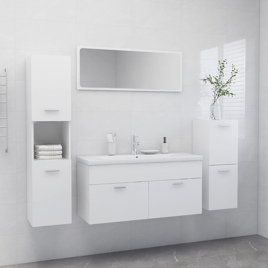 Berkfield Bathroom Furniture Set White Engineered Wood