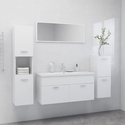 Berkfield Bathroom Furniture Set White Engineered Wood