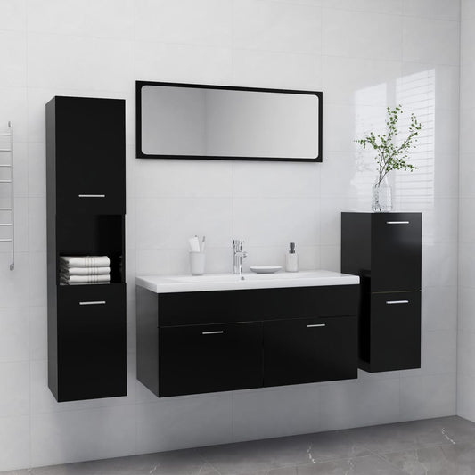 Berkfield Bathroom Furniture Set Black Engineered Wood
