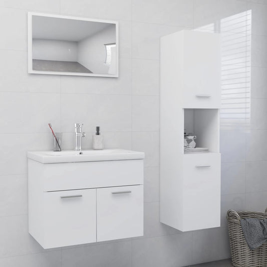 Berkfield Bathroom Furniture Set White Engineered Wood