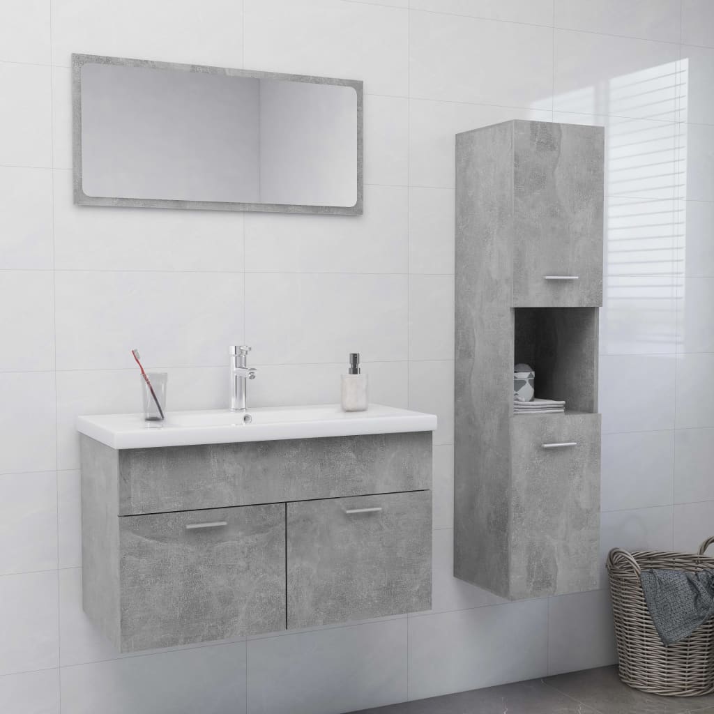 Berkfield Bathroom Furniture Set Concrete Grey Engineered Wood