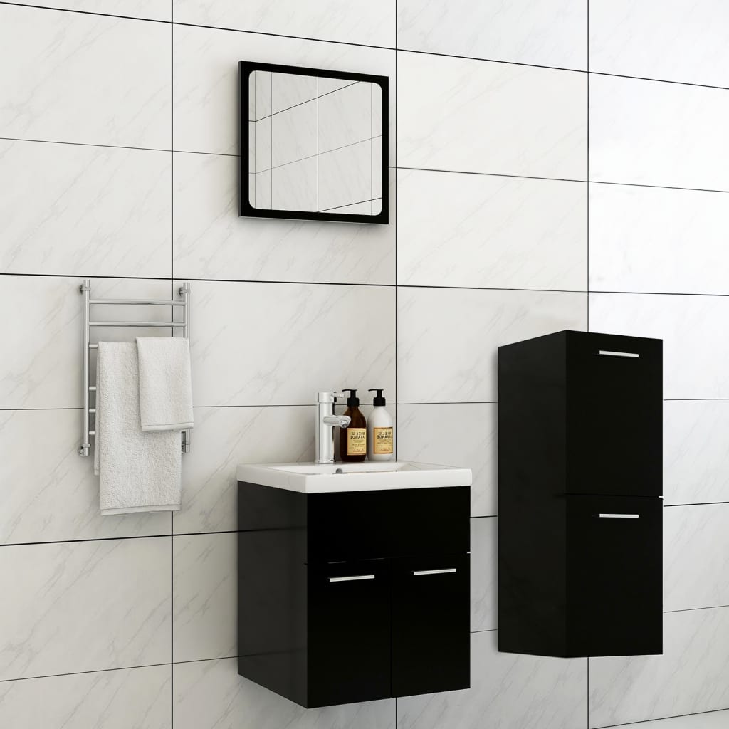 Berkfield Bathroom Furniture Set Black Engineered Wood